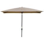 Outsunny 6.6 X 10 ft Rectangular Market Umbrella Patio Outdoor Table Umbrellas with Crank & Push Button Tilt, Coffee