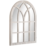 HOMCOM 41" x 31.5" Rustic Wall Mirror, Arch Window Mirror for Wall, Natural