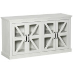 HOMCOM Rustic Kitchen Sideboard, Glass Door Buffet Cabinet, TV Stand with Adjustable Shelf, White