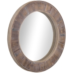 HOMCOM 31" Wall Mirror, Round Mirror for Wall in Living Room, Bedroom, Rustic Brown