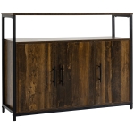 HOMCOM Industrial Kitchen Sideboard, Buffet Cabinet with Storage Open Compartment and Adjustable Shelves, Rustic Brown