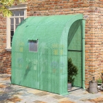 Outsunny 7' x 3' x 7' Outdoor Walk-In Lean-to Greenhouse, Plant Gardening Green House with Roll-up Windows, Zipper Door and 3-Tier Shelves, Green