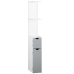 kleankin Tall Bathroom Storage Cabinet with 2 Open Shelves and 2 Door Cabinets, Freestanding Linen Tower, Grey