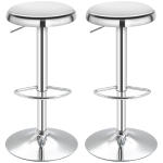 HOMCOM Set of 2 Adjustable Barstools with Footrest, Silver
