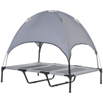 PawHut 48" x 36" Elevated Portable Dog Cot Cooling Pet Bed with UV Protection Canopy Shade