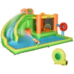 Outsunny 7-in-1 Inflatable Water Slide, Kids Castle Bounce House Includes Slide, trampoline, Pool, Water Gun, Ball-target, Boxing Post, Tunnel with Carry Bag, Repair Patches, 750W Air Blower