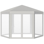 Outsunny Outdoor Cathedral Style Roof Party Gazebo with Mesh Walls - Cream White