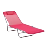 Outsunny Folding and Portable Sun Lounger w/ Adjustable Backrest & Portable Design - Pink