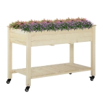 Outsunny 46.5" x 21.75" Raised Mobile Garden Bed Planter Box with Fir Wood Construction, Non-Woven Bag, & Shelf Below