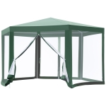 Outsunny Outdoor Cathedral Style Roof Party Gazebo with Mesh Walls - Green