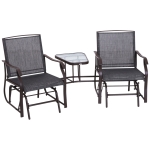 Outsunny 2 Person Outdoor Sling Fabric Double Glider Rocker Chair with Table