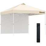 Outsunny 10' x 10' Pop Up Gazebo Tent Outside Canopy w/ Roller Bag for Patio, Beige