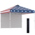 Outsunny 10' x 10' Pop Up Canopy Tent with 1 Sidewall, Carry Bag, Adjustable Height, Instant Shelter Tent, Multicolored
