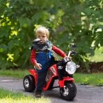 Aosom Kids Electric Motorcycle 6V Battery Powered Ride-On Dirt Bike 3-Wheels Motorbike with Horn Headlights Realistic Sounds 1.24mph Speed, Red