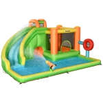 Outsunny 7-in-1 Inflatable Water Slide, Kids Castle Bounce House with Slide, trampoline, Pool, Water Gun, Ball-target, Boxing Post, Tunnel Includes Carry Bag, Repair Patches, Without Air Blower