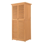 Outsunny 3' x 5' Wooden Garden Storage Shed with Asphalt Roof & 2 Large Wood Doors with Lock - Natural