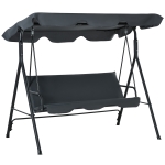 Outsunny 3-Person Porch Swing with Stand, Outdoor Swing for Patio Porch with Adjustable Tilt Canopy & Comfortable Swing Bench-Style Seat, Steel Frame, Grey