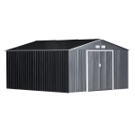 Outsunny 11' x 12.5' x 6.5' Outdoor Backyard Garden Tool Shed with Double Sliding Doors, 4 Air Vents, and Steel Frame, Dark Grey