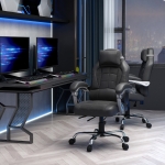 HOMCOM Ergonomic Executive Office Chair Swivel Racing Recliner PU Leather Height Adjustable, Black
