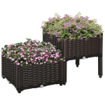 Outsunny 2-piece Raised Flower Bed Vegetable Herb Planter Lightweight