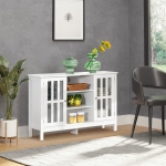 HOMCOM Modern Sideboard Storage Cabinet Floor Cupboard Kitchen Buffet TV Console with Framed Doors for Entryway, Living Room, Dining Room, White