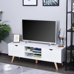 HOMCOM Modern Wooden TV Stand with 2 Storage Cabinet Stand for TV's up to 65" for Living Room Office, Storage Entertainment Center, White