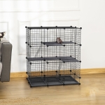 PawHut DIY Pet Playpen Cage for Kitten Bunny Chinchilla Small Animals with Trays Steel