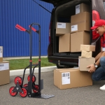 DURHAND 6-Wheels Climbing Stairs Trolley Hand Truck Foldable Steel Load Cart, 330lbs Capacity