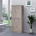HOMCOM 72.5" H Traditional Freestanding Kitchen Pantry Cabinet Traditional Spacious Storage Closet with 1 Drawer Kitchen Pantry Cupboard Cabinet, Wood Grain