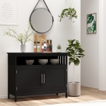 HOMCOM Kitchen Sideboard, Buffet Cabinet, Wooden Storage Console Table with 2-Level Cabinet and Open Shelf, Black