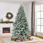 HOMCOM 7.5ft Artificial Snow Flocked Christmas Tree Xmas Tree Holiday Home Indoor Decoration for Party with Foldable Feet, Green