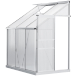 Outsunny 6' x 4' x 7' Aluminum Greenhouse Polycarbonate Walk-in Garden Greenhouse with Adjustable Roof Vent, Rain Gutter and Sliding Door for Winter, Clear