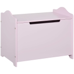 Qaba Kids Wooden Toy Storage Box Organizer Chest with Safety Pneumatic Rod, Large Chest Space, & Groove Handle - Pink