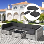 Outsunny 14pcs Sofa Cushion Cover Set Outdoor Patio Rattan Sofa Cushion Polyester Cover Replacement No Cushion Padding Included 6 Seat Cushion Cover & 8 Back Cushion Cover, Grey