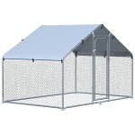 PawHut Galvanized Large Metal Chicken Coop Cage, Walk-in Enclosure, Poultry Hen Run House Playpen, UV & Water Resistant Cover for Outdoor, Backyard 118" x 79" x 77"