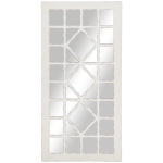 HOMCOM 47" x 24" Farmhouse Wall Mirror, Window Mirror for Wall, Distressed White