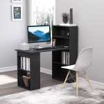 HOMCOM Modern Compact Computer Desk with 6-Tier Storage Shelves Combo, Writing Table Workstation with Bookshelf for Home Office, Black