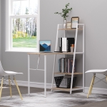 HOMCOM Foldable Office Desk with Storage Shelf Computer Workstation Dining Table