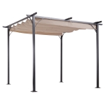 Outsunny 10' Outdoor Patio Classic Pergola Gazebo with Retractable Canopy Cover and Steel Frame