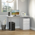 HOMCOM Industrial Style Office Desk Computer Desk with Multi-Use Removable File Drawers White