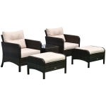 Outsunny 5 Piece Rattan Wicker Outdoor Patio Conversation Set