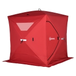 Outsunny 4 Person Portable Ice Fishing Shelter, Outdoor Tent w/ Travel Bag, Windows, Red