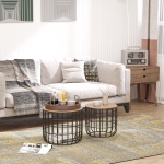 HOMCOM 2 Piece Coffee Table Set with a Retro Industrial Style, Extra Storage Space Underneath, & Multipurpose Use, for Living Room, Dining Room, Office