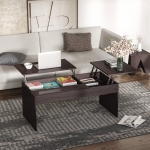 HOMCOM Modern Lift Top Coffee Table Hidden Compartment Living Room Dark Brown