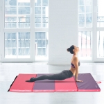 Soozier 4'x6'x2'' Folding Gymnastics Tumbling Mat, Exercise Mat with Carrying Handles for Yoga, MMA, Martial Arts, Stretching, Core Workouts, Pink and Purple