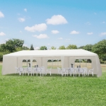 Outsunny 10’x30’ Portable Wedding Party Tent Outdoor Event Camping Gazebo Canopy with 5 Removable Sidewalls, White