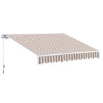 Outsunny 11.8' x 8.2' Outdoor Patio Manual Retractable Exterior Window Awning with Durable PU Design, Beige