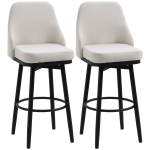 HOMCOM Extra Tall Bar Stools, Set of 2, Modern 360° Swivel Barstools, Dining Room Chairs with Steel Legs and Footrest, Cream White