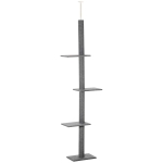 PawHut Floor-to-Ceiling Cat Tree Cat Climbing Tower with Sisal-Covered Scratching Posts Natural Cat Tree Activity Center, Grey
