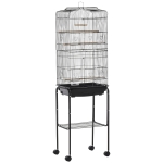 PawHut 62" Metal Indoor Bird Cage Starter Kit With Detachable Rolling Stand, Storage Basket, And Accessories, Black